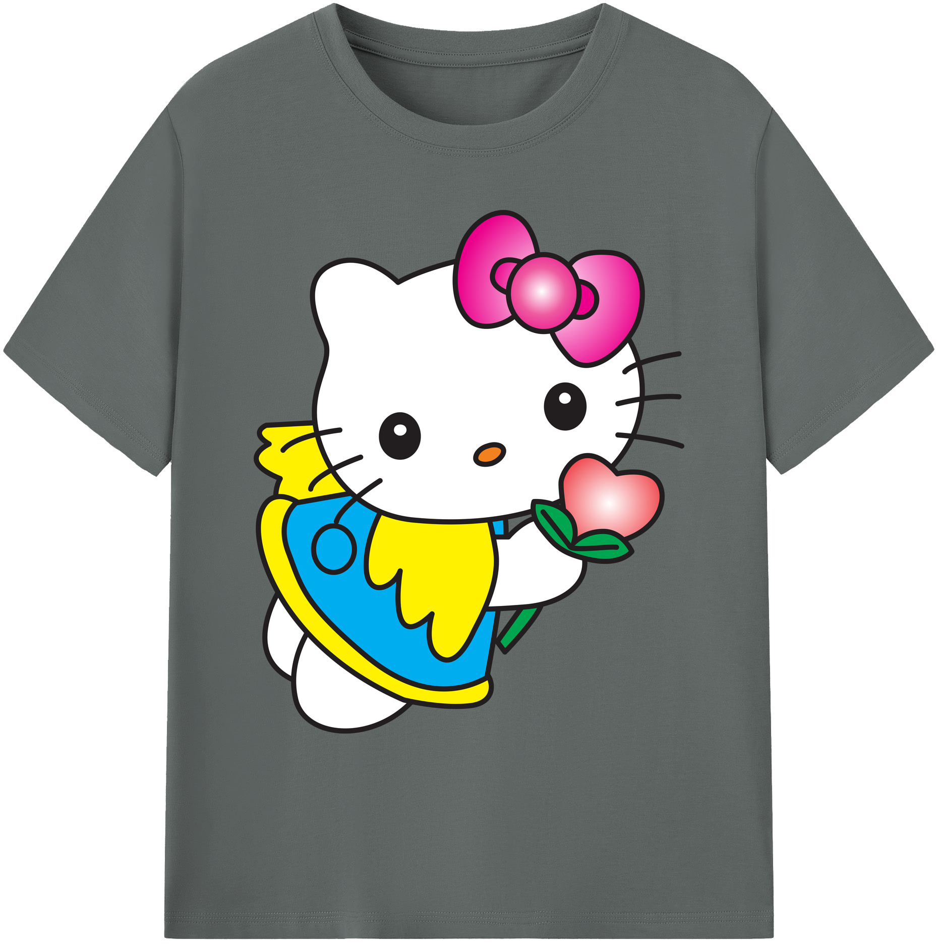（画像用） Hello Kitty ハローキティ 綿100％ メンズ半袖Tシャツ｜肌触りやわらか＆通気性